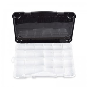 Black and White Fishing Tackle Box with Adjustable Dividers